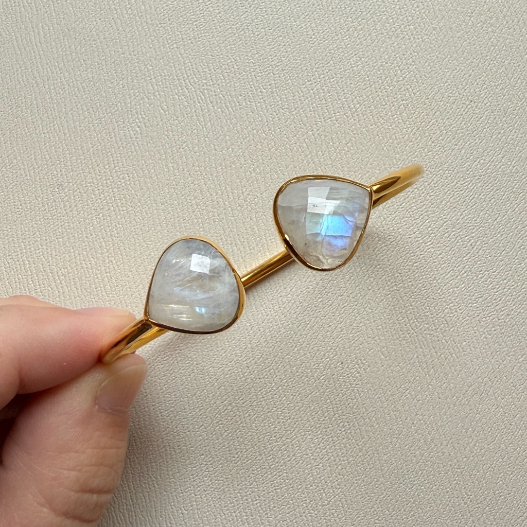 Gold Margaret Elizabeth Bangle With White Stones